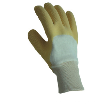 Economy Knit Wrist Yellow Latex Coated Glove-5211. Yw